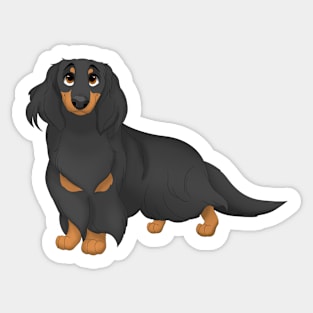 Black & Tan Longhaired Dachshund Dog Sticker